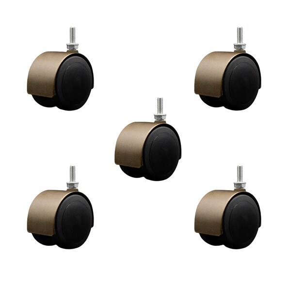 2-3/8'' Floor Safe Antique Hooded Twin Wheel Caster 5/16 Threaded Stem, 5PK